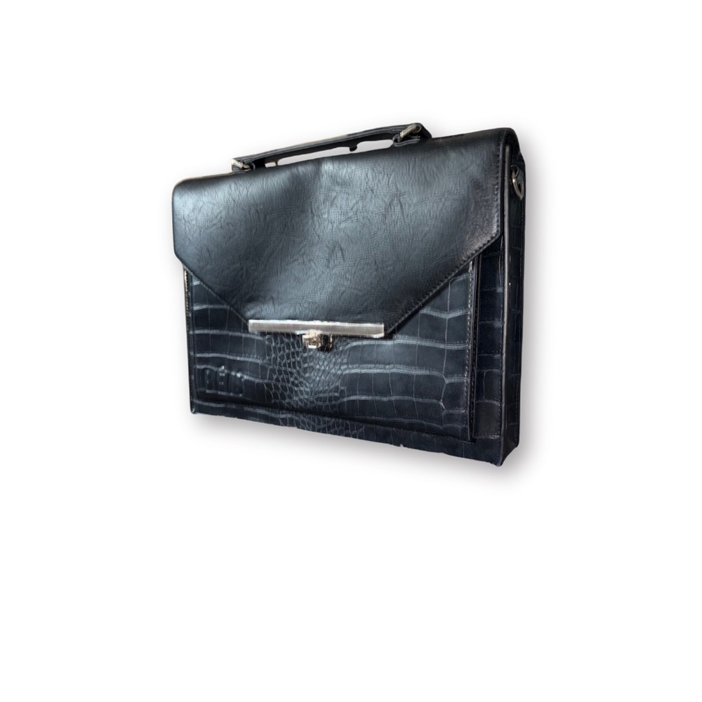 BEIS Black Croc-Embossed Shoulder Bag